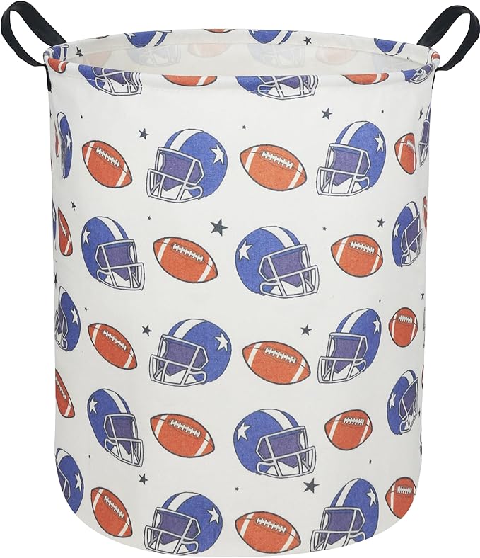 Kids Laundry Hamper,Canvas Football Laundry Basket Collapsible Boys Storage Baskets for Home,Office,Toy Organizer,Home Decor(Football)