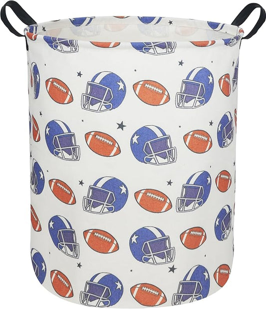 Kids Laundry Hamper,Canvas Football Laundry Basket Collapsible Boys Storage Baskets for Home,Office,Toy Organizer,Home Decor(Football)