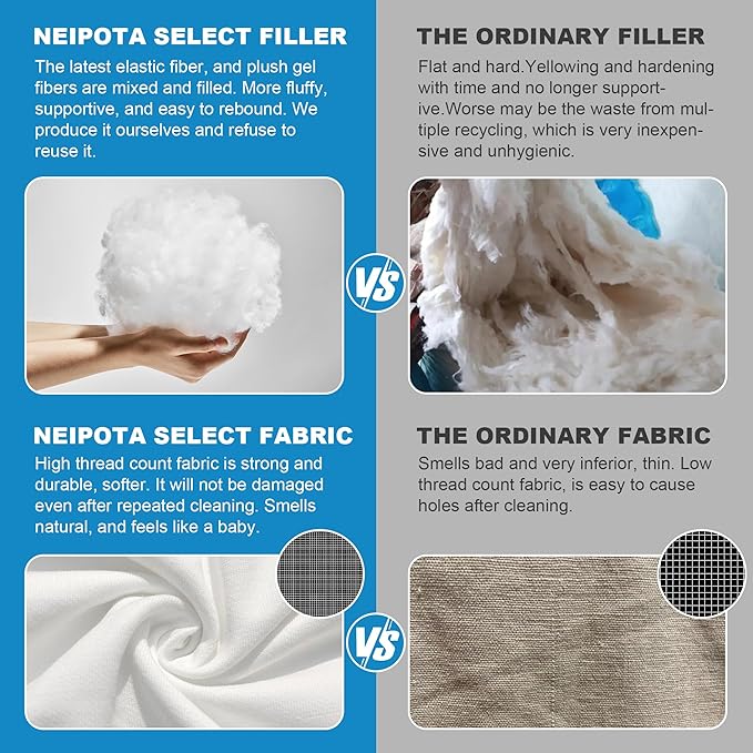 Bed Pillows Queen Size Set of 2 - Down Alternative Bedding White, Cooling Hotel Quality 20 x 30, Sleeping Pillow for Back, Stomach or Side Sleepers