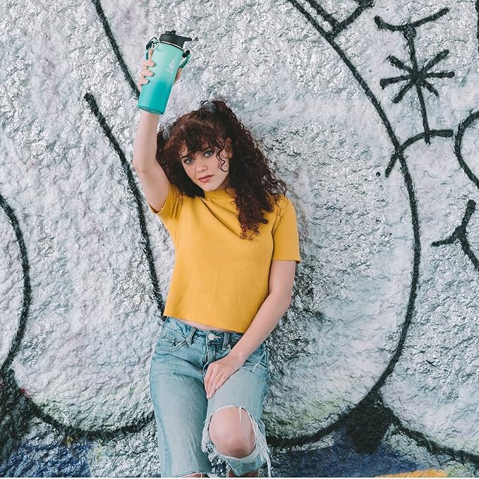 Farsea Insulated Water Bottle With Paracord Handle, Protective Silicone Boot and 2 Lids (Straw Lid & Spout Lid), Stainless Steel Water Bottle Wide Mouth, Double Wall Sweat-Proof BPA-Free,18 oz