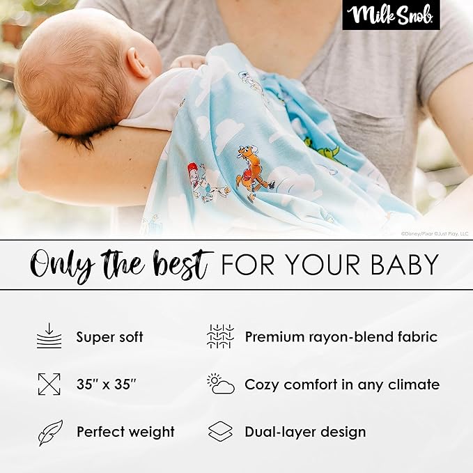 Milk Snob Disney Pixar Toy Story Baby Boy and Girl Swaddle Blanket, Soft Receiving, Security Bed and Play Blanket, Toddler and Infant Baby Bedding Registry and Shower Gifts, Newborn Essentials, 35x35