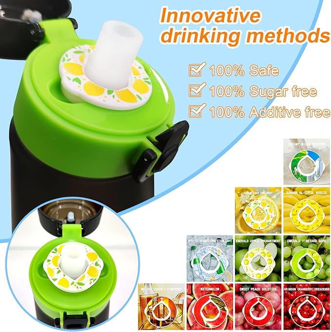 Air Water Bottle with Flavor Pods, 750ML Scent Water Cup with Flavor Pods Box，0% Sugar Fragrance Water Bottle Suitable for Outdoor Sports (Blackgreen+10pods)