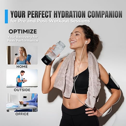 Hydrogen Water Bottle Generator, Improve Water in 3 Minutes, 1600 ppb Hydrogen Water Ionizer with SPE/PEM Technology, Perfect for Home, Office, Gym, Travel, and Drinking (Matt Black)
