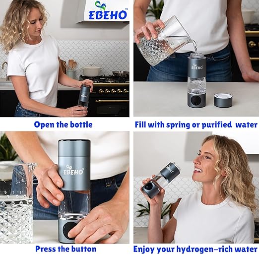 Hydrogen Water Bottle Generator: 5000+PPB Hydrogen Water, SPE PEM Technology, Portable Water Ionizer, Food-Grade & Shock-Proof Cup, Long-Lasting Battery, Leakproof - Easy to Use & Carry