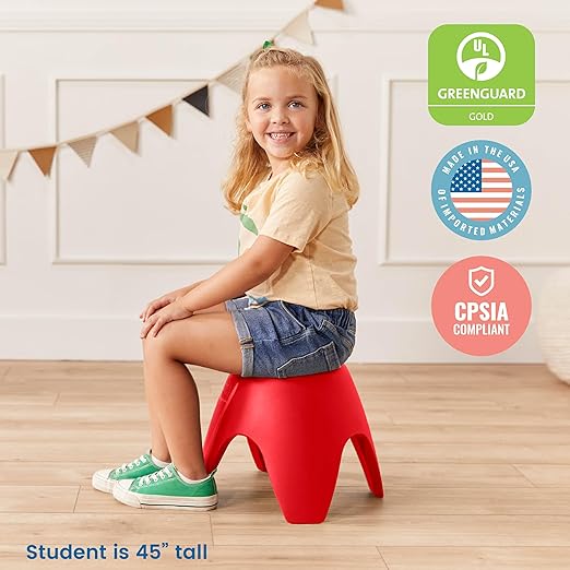ECR4Kids Ayana Stool Set, Flexible Seating, Red, 4-Pack