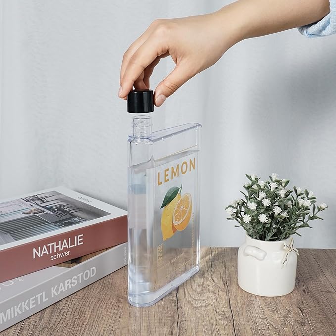 Flat Water Bottle For Travel,14oz Slim Water Bottle,Transparent Slim Water Bottle 420ml-BPA Free&Portable-Square Water Bottle Flat for Sports,Fitness,Camping,Hiking