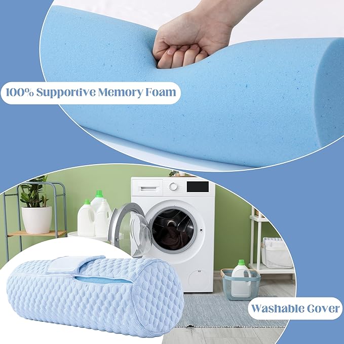 HOMBYS Cooling Memory Foam Sleep Position Training Pillow for Hot Sleeper, Body Supportive Trainer Pillow for Back Sleeper Side Sleeper, Adjustable Body Pillow - Blue