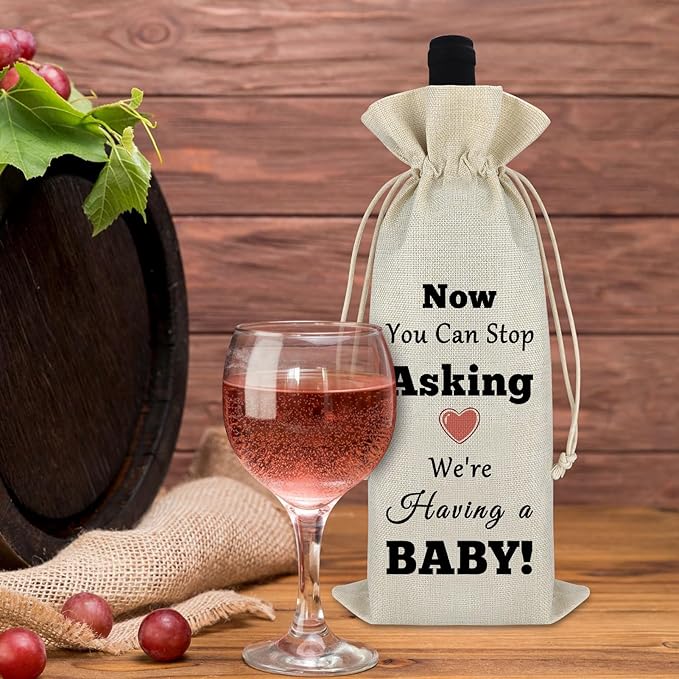 Christmas Gift for Mother Father Wine Bags Pregnancy Announcement Gift for Parents Surprised Christmas Gifts for Husband Drawstring Wine Wrap Bottle Bags Birthday Gift for Her Him Mother in Law Gift