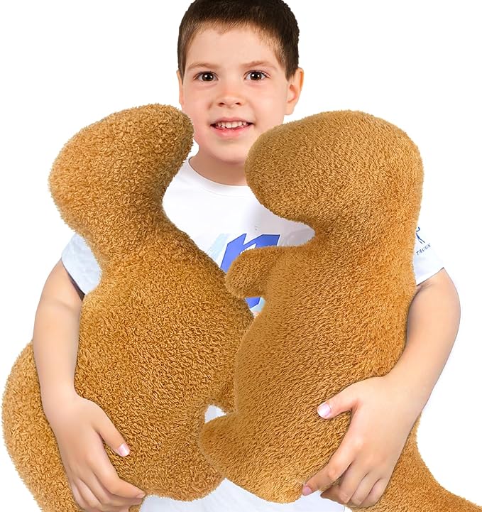 Dino Chicken Nuggets Pillow for Birthday Gifts, Dinosaur Chicken Nuggets Plush Funny Gifts for Teen Boys Girls, Cute Dinosaur Stuffed Animal, Dinosaur Gifts for Adults Kids (Large, 2Pcs)