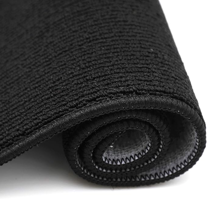 COSY HOMEER 24x35 Inch/24X60 Inch Kitchen Rug Mats Made of 100% Polypropylene Strip TPR Backing 2 Pieces Soft Kitchen Mat Specialized in Anti Slippery and Machine Washable,Black