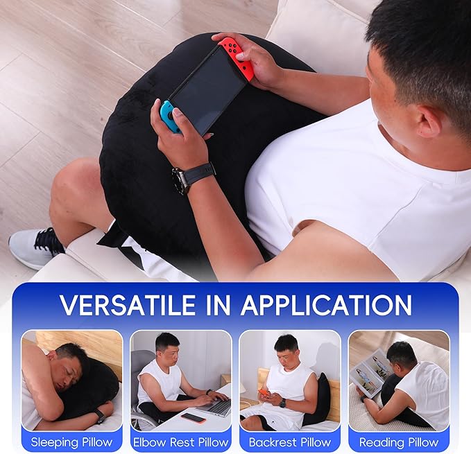 TYYIHUA Gaming Pillow Reading Pillow for Gaming Gamer Pillow Gaming Pillow for Lap Arm Rest Pillow Lap Pillow for Gaming, for Reading, Working (Black)