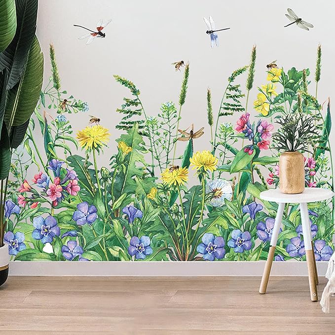 Green Plant Wall Stickers, Tropical Rainforest Monstera Leaf Decal Natural Palm Leaves Nordic Green Leaf Plants Banana Leaf Bird Wall Mural Bedroom Living Room Office Decoration Wallpaper… (plant2)