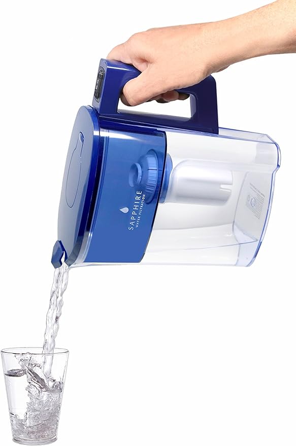 Sapphire Water Pitcher with 3 Filters, Clear/Blue