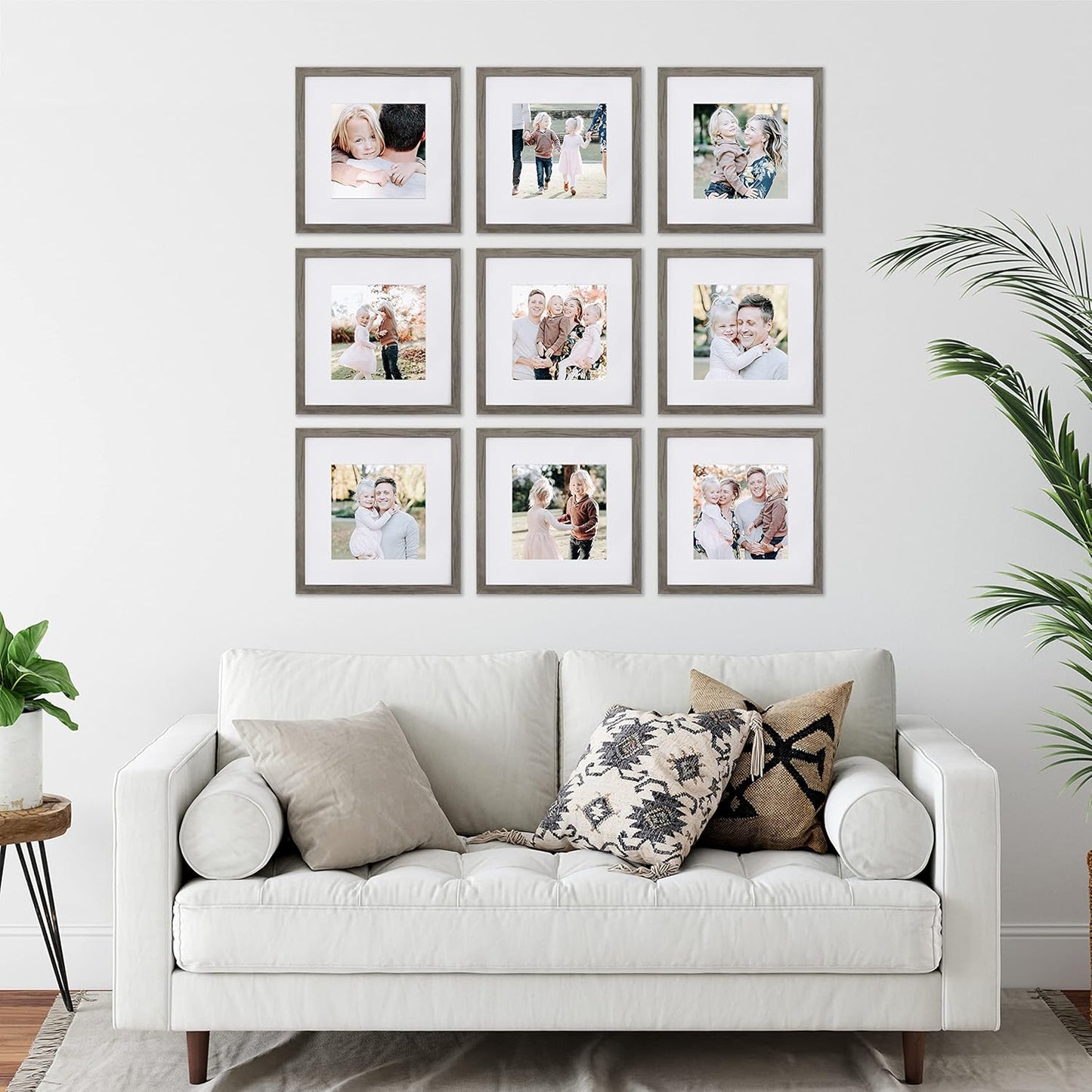Sheffield Home 9 Piece Gallery Wall Frame Set, 12x12 Inch, Natural