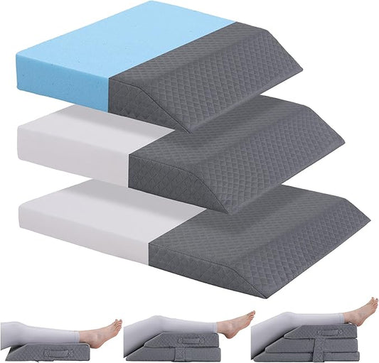 BALAPET Adjustable Wedge Pillow for Double Legs, 8" Height Elevated Leg Rest Pillow for Circulation, Supportive Bolster Pillow for Pregnancy Relieves Pressure Hip Leg Elevation, Dark Grey