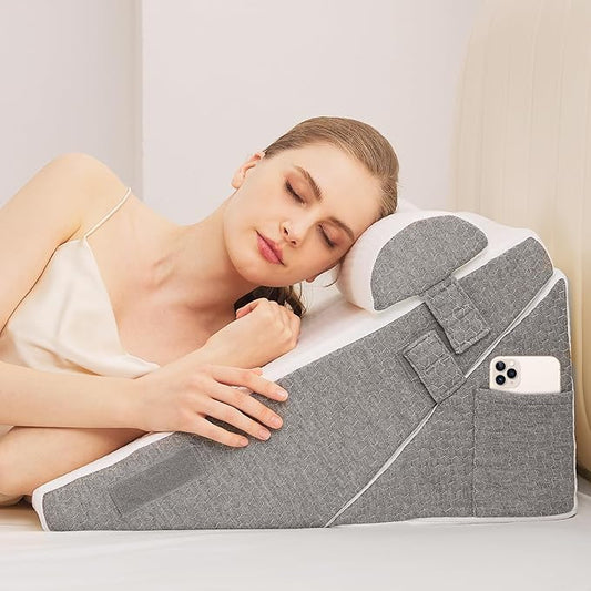 Wedge Pillow for Sleeping, 3PCS Bed Pillow for Side Sleeping, L29 x H22 Body Pillow with Memory Foam, Pocket Included