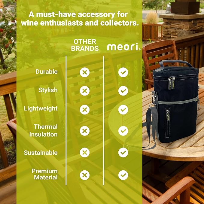 meori 2-Bottle Insulated Wine Tote | Lava Black Solid