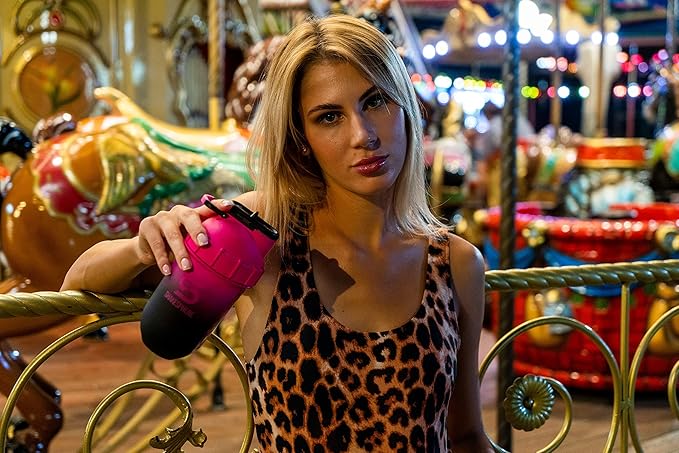 SHAKESPHERE Tumbler Cooler Shaker - Protein Shaker Bottle and Smoothie Cup, 24 oz - Bladeless Blender Cup Purees Raw Fruit with No Blending Ball – Powder Mixer for Pre Workout Gym (Ombre Pink)