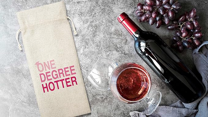 One Degree Hotter Graduation Wine Bag (1 Pack)- Graduation Gift For High School BA, BS, College Grad, Congrats Grad, Cotton linen Wine Gift Bag With Drawstring -A068