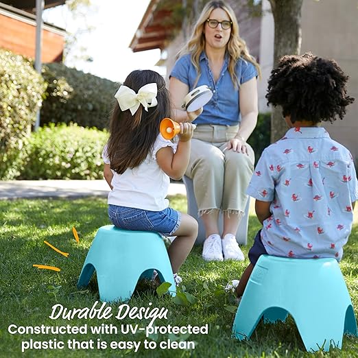 ECR4Kids Ayana Stool Set, Flexible Seating, Cyan Blue, 4-Pack