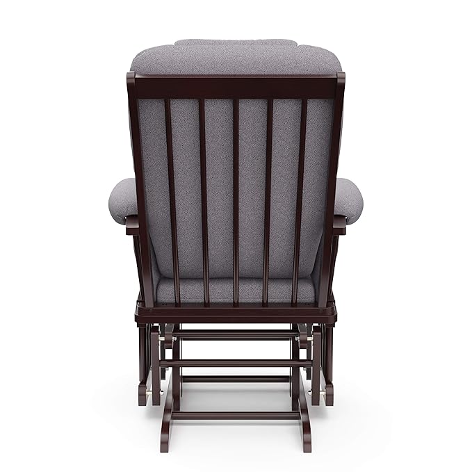 Storkcraft Tuscany Custom Glider and Ottoman with Free Lumbar Pillow (Espresso/Slate Gray Swirl) - Cleanable Upholstered Comfort Rocking Nursery Chair with Ottoman