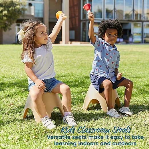 ECR4Kids Ayana Stool Set, Flexible Seating, Sand, 4-Pack