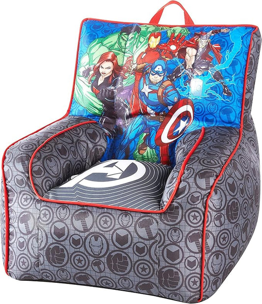 Idea Nuova Marvel Avengers Toddler Nylon Bean Bag Chair with Piping & Top Carry Handle, Large