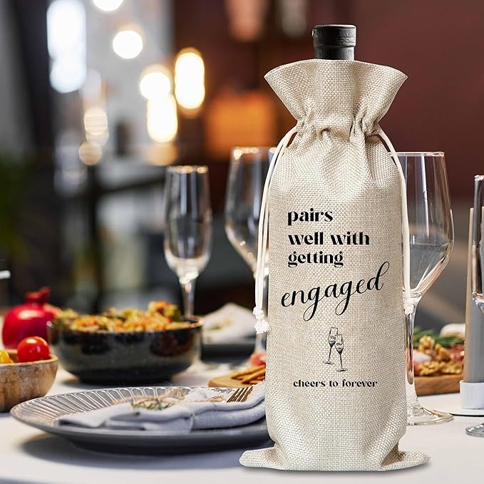 Xanev Engagement Gifts For Couples, Engaged Wine Gift Bag, Mr And Mrs Marriage Wedding Gifts, Honeymoon Gifts, Wedding Bridal Shower Engagement Bachelorette Party Decoration Supplies Favors, B35