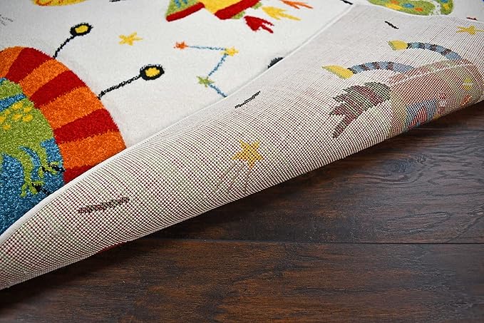 KC Cubs Boy & Girl Modern Decor Multicolor Area Rug and Carpet Collection for Kids, Toddlers and Baby Nursery, Animal Friends in Outer Space