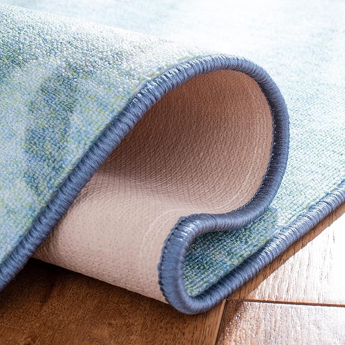 SAFAVIEH Disney Princess Collection Machine Washable Slip Resistant 5' x 7' Light Blue/Turquoise Assurance Kids Bedroom Nursery Playroom Area Rug