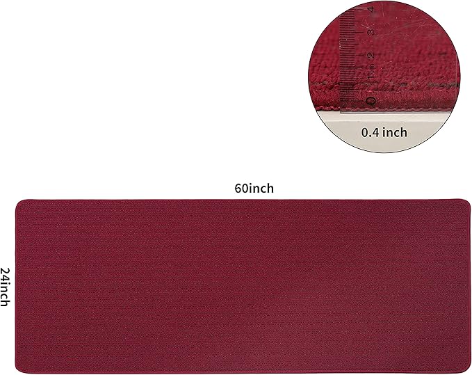 COSY HOMEER 24X60 Inch Kitchen Rug Mats Made of 100% Polypropylene Strip TPR Backing Soft Kitchen Mat Specialized in Anti Slippery and Machine Washable,for Kitchen, Floor Home,Office,Sink,Laundry,Red
