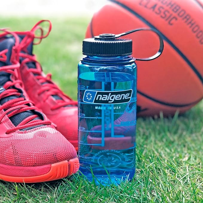 Nalgene Sustain Tritan BPA-Free Water Bottle Made with Material Derived from 50% Plastic Waste, 16 OZ, Wide Mouth, Slate Blue