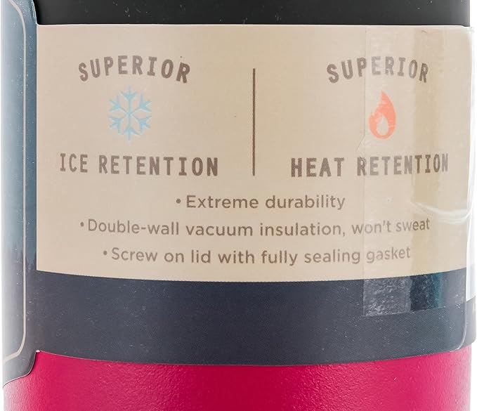 Camco Currituck Standard Mouth Raspberry Pink 12 oz. Water Bottle - BPA Free, Keeps Drink's Temperature For Hours, Great for Outdoor Activities (51936)