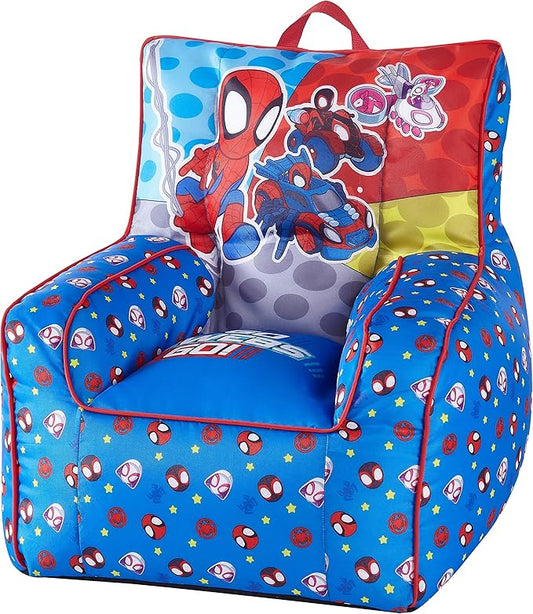 Idea Nuova Marvel Spidey & His Amazing Friends Toddler Nylon Bean Bag Chair with Piping & Top Carry Handle, NN201537, Large, Spidey & Friends