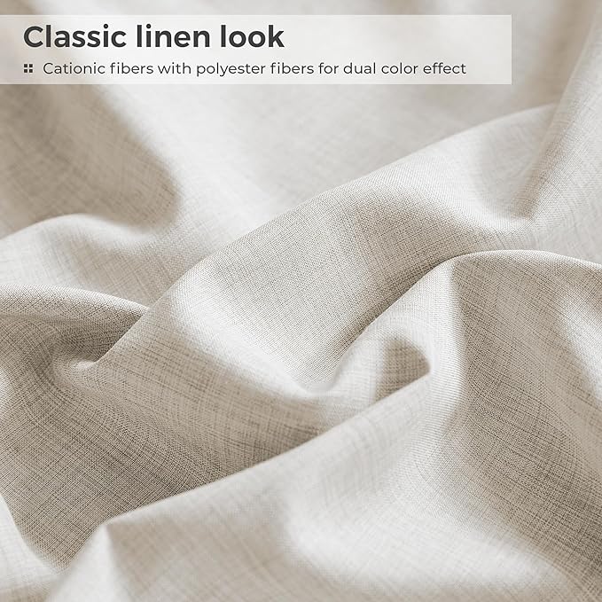 Queen Sheets Khaki, Ultral Soft Cationic Linen Look Sheets, Luxury Cooling Cozy Bed Sheet Set with Non-Slip Fitted Sheet