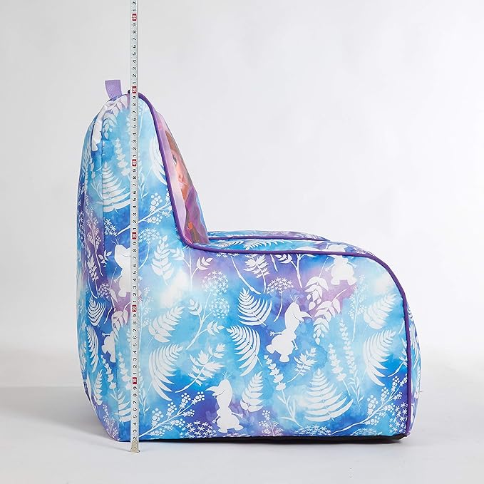 Idea Nuova Frozen 2 Kids Nylon Bean Bag Chair with Piping & Top Carry Handle with Olaf Graphics, Anna & Elsa, Purple, Large