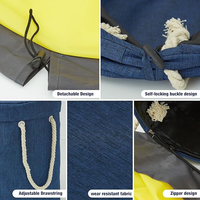 EXQ Home Toy Storage Basket and Building Bricks Toy Play Mat for Kids Rooms (11.8 x15 inches) - Organizer Storage Organizer for Toys, Playroom Canvas Bag Gift for Boy/Girls Navy Blue