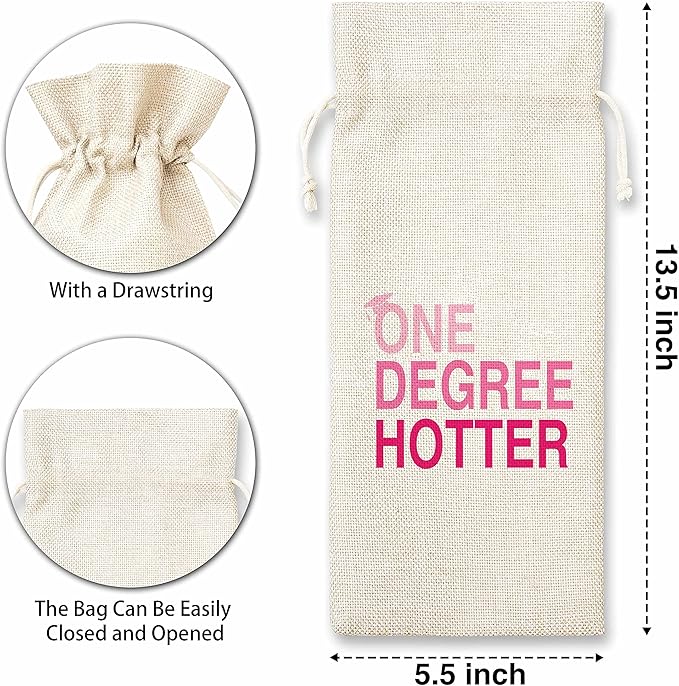 One Degree Hotter Graduation Wine Bag (1 Pack)- Graduation Gift For High School BA, BS, College Grad, Congrats Grad, Cotton linen Wine Gift Bag With Drawstring -A068