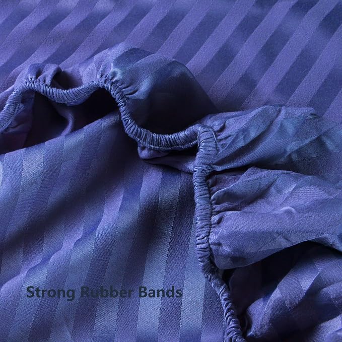 Twin Comforter Set with Sheets, 5 Pieces Super Soft Twin Bed in a Bag, All Season Solid Color Kids Bedding Set Neutral for Boys & Girls, Blue Striped