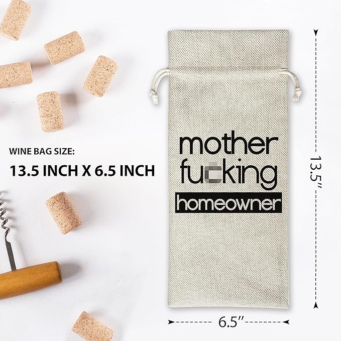 Housewarming Wine Bag - Housewarming Party Decorations - New Home Owner Gift - New House Congratulations decorations - Housewarming Party Supplies - Gift for Women Men - Realtor Gift - HiMo207