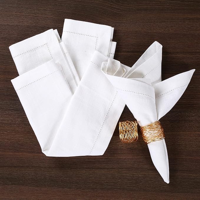 White Napkins Cloth,White Hemstitched Napkins,Cloth Napkins, Cotton Napkins,Dinner Napkins Cloth,Dinner Napkins,Napkin Cloth Washable,Cloth Napkins Set of 6,Hemstitched Napkins 18x18 White