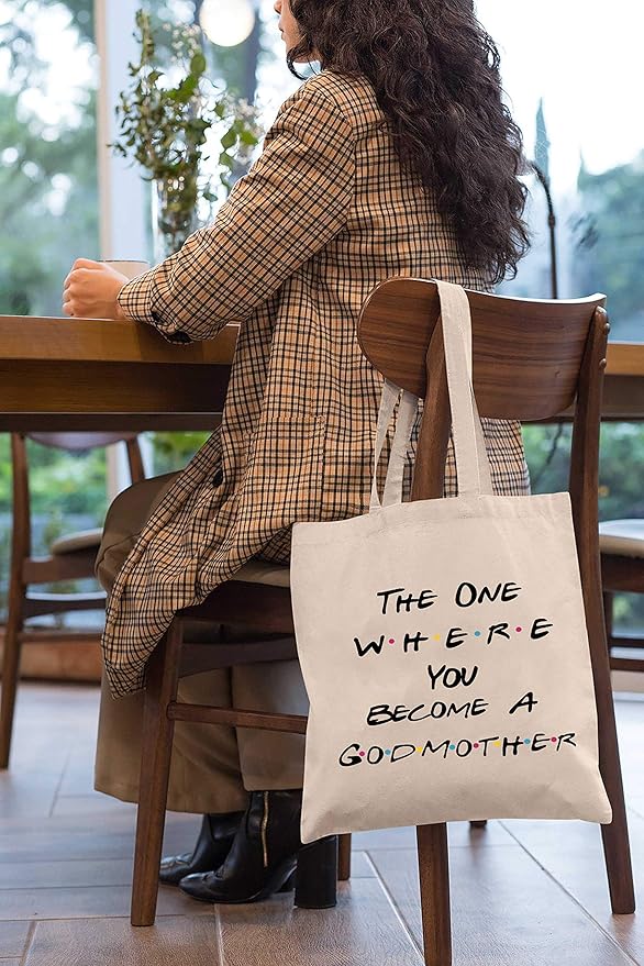The One Where You Become A Godmother -Tote Bag Gift for Godmother Best Friend - To Be Godmother - Baptism Gift for Women - New Godmother Gift - Godmother Proposal Ideas-Friends TV Show