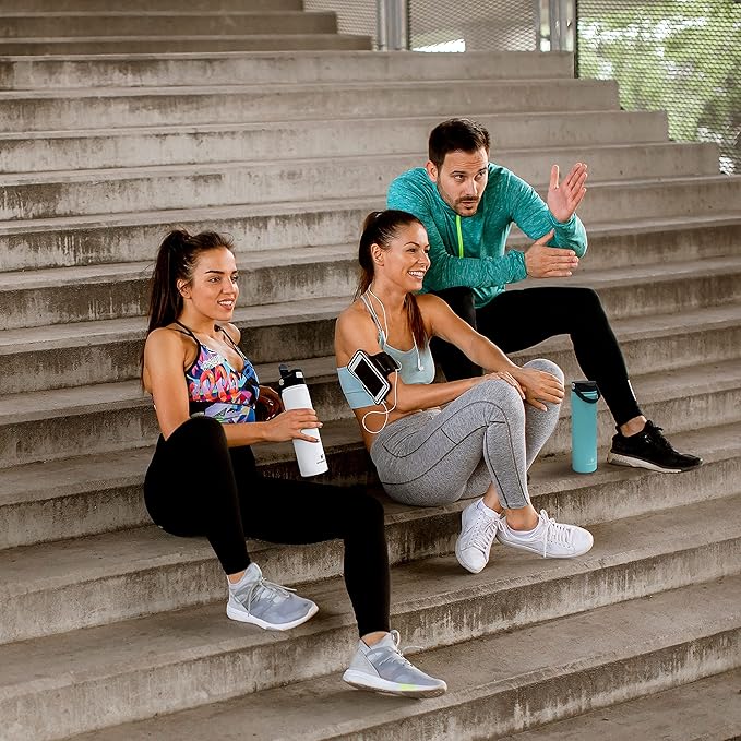 Hydraflow Hybrid - Triple Wall Vacuum Insulated Water Bottle with Flip Straw (17oz, Powder White) Stainless Steel Metal Thermos, Reusable Leak Proof BPA-FREE for Sports and Travel