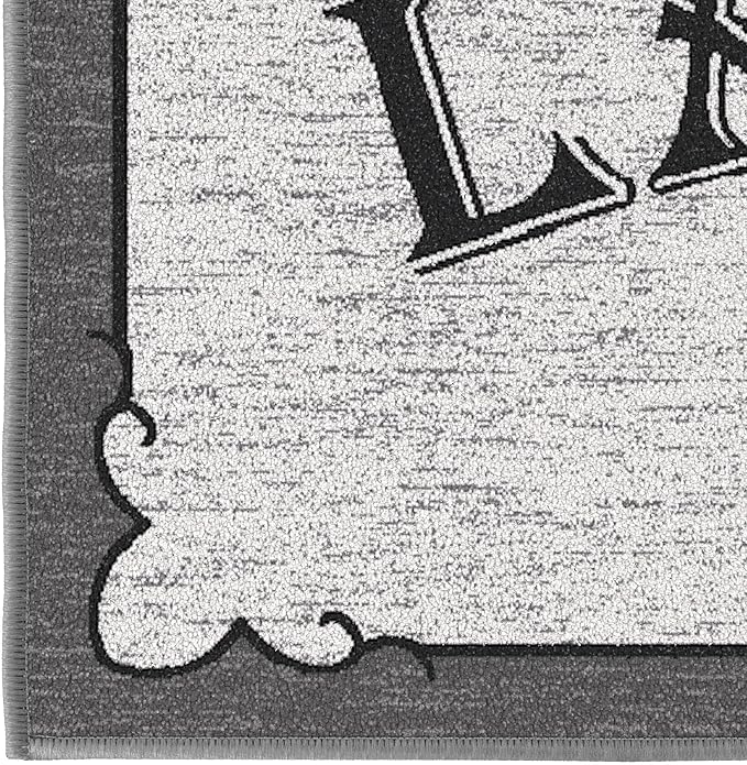 Ottomanson Laundry Collection Non-Slip Rubberback Laundry Text Design 2x5 Laundry Room Runner Rug, 20" x 59", Light Gray