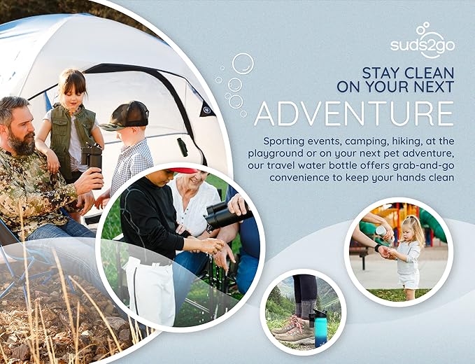 Portable Stainless Steel Water Bottle and Hand Wash System (20oz) - Double Walled and Vacuum Sealed with Leakproof Lid- Lightweight Design for Camping, Sports and Travel