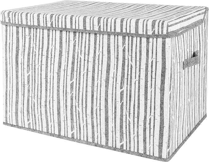 Sammy & Lou Collapsible Felt Soft Toy Box Toy Chest for Toddlers Toy Storage Organizer with Handles and Hinged Lid, 22 x 14.5 x 15 inches, Birch