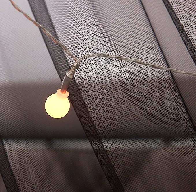 Mengersi Canopy Bed Curtains Bed Canopy with Lights for Girls, Bed Netting Unique Style 4 Door Mosquito Net for Adults Women Bedroom Decor (Black+Lights, California King)