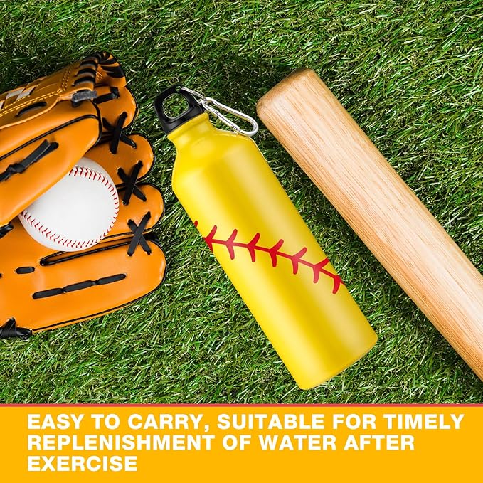 Uiifan 12 Pcs Softball Gift Leak Proof Aluminum Water Bottle Lightweight Bike Water Bottle Reusable Water Bottle with Twist Cap Buckle Travel Sports Bottle Softball Accessories for Camping Gym