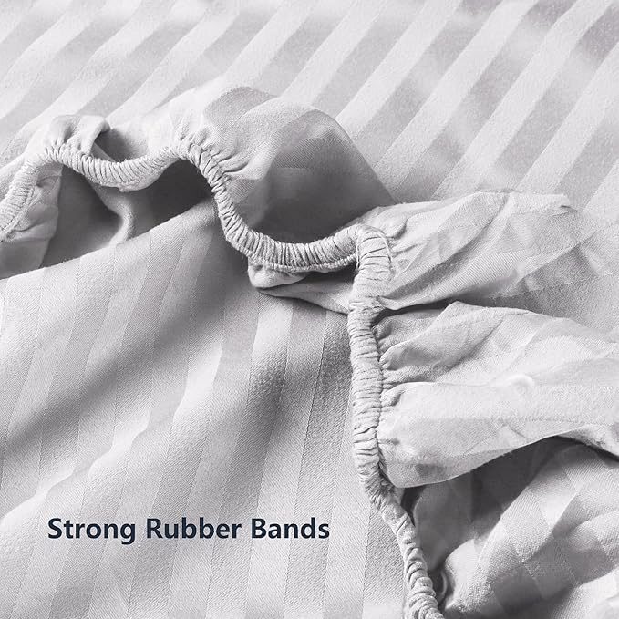 Twin Comforter Set with Sheets, 5 Pieces Super Soft Twin Bed in a Bag, All Season Solid Color Kids Bedding Set Neutral for Boys & Girls, White Striped