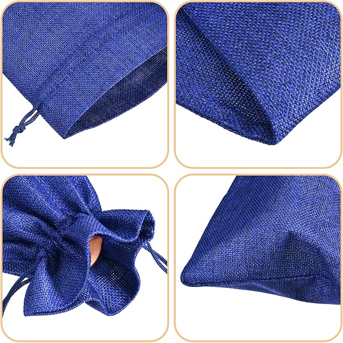 uxcell Burlap Wine Bags with Drawstrings, 12Pcs Wine Gift Bags Reusable Wine Bottle Bags with Ropes and Tags for Wedding, Birthday, Travel (14 x 6.3 In, Blue)